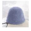 Nuevo Sombrero de Pescador Cálido de Otoño e Invierno para Mujer, Sombrero Versátil de Cara Completa Liso, Sombrero de Cubo de Piel de Conejo Genuina, Sombrero de Cubo de Felpa a Prueba de Frío
