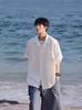 Camisa de manga corta para hombre, novedad de verano 2024, estilo Hong Kong, japonesa, de moda, holgada, informal, de media manga, chaqueta de marca de moda.