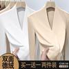 Camiseta térmica de terciopelo alemán para otoño e invierno, de manga larga, para mujer, nueva, gruesa con forro polar, corte ajustado, moda occidental, top con cuello en V