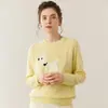 Suéter de Cachemira Jacquard con Perro de Dibujos Animados, Cuello Redondo Suave, Otoño/Invierno 2025, Suéter de Punto Holgado para Mujer, Top Básico