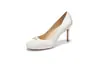 6313-2 Zapatos de Tacón Alto de Satín con Lazo, Tacón Fino, Punta Redonda, Boca Baja Zapatos de una Sola Pieza, Elegantes y con Estilo para el Trabajo de Mujer
