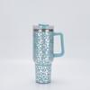Amazon nova caneca com alça de 40oz estampa de leopardo grande capacidade copo de transição ao ar livre carro portátil copo para gelo bully carro