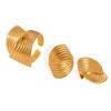 Aretes de Acero de Titanio Chapados en Oro de 18K Europeos y Americanos con Patrón de Líneas Pulido a Mano Moda Ins Diseño Simple Juego de Anillo para Mujer