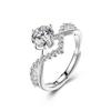 Anillo de imitación de diamante en forma de V de 1 quilate con cuatro garras para mujer, con transmisión en vivo popular de Little Red Book