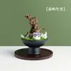 Adorno de Planta en Maceta de Aromaterapia con Cristal Natural, Piedra Difusora de Piedra Bruta de Cristal, Maceta de Cerámica, Adorno de Mesa para Sala de Estar Estilo Zen de Madera Maciza