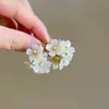 Pendientes de Borla de Flor de Perla Rosa Plateada Clavos de Oreja Pequeños Frescos Estilo Mori Accesorios de Oreja de Alta Gama Moda Venta al por Mayor