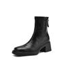 Botas ajustadas gruesas y elegantes de estilo coreano para mujer, combinables con todo, de invierno 2024, con tacón medio grueso y punta cuadrada, con pierna elástica, para ir al trabajo.