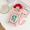 Bolso para teléfono móvil de punto con dibujos animados de amor para mujer, estilo coreano, bandolera de un solo hombro, monedero de viaje, bolso pequeño