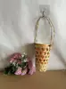 Cesta de Bambu Artesanal Conjunto de Copos para Chá de Leite Copo de Sorvete Cesta Pequena de Bambu Cesta de Bambu Popular Cesta Vazia para Check-In Cesta para Chá de Leite