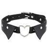 Oye Collar de Cadena para Clavícula Punk con Corazón de Cuero y Cuello de Corazón de Melocotón Recortado Transfronterizo para Mujer