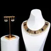 Venda Direta de Fábrica Conjunto de Colar e Brincos Estilo Indiano Transfronteiriço, Franjas de Pérolas Pequenas Estilo Exótico, Design Exagerado de Luxo Europeu e Americano