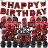 Decoración de Fiesta Temática de Deadpool de Dibujos Animados, Banderín de Cumpleaños, Inserto para Pastel, Conjunto de Arreglo de Globos