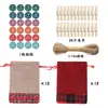 Conjunto de Sacolas de Presente de Linho para o Natal Calendário Contagem Regressiva Bolsa Pendurada Conjunto de Bolsos com Cordão de Linho para o Natal Atacado