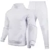 Conjunto unisex casual de otoño e invierno de 220 g, talla europea, color liso liso, conjunto de dos piezas de sudadera holgada de forro polar y pantalones de chándal