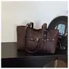 Bolso Tote Retro de Gran Capacidad para Mujer 2025 Otoño e Invierno Nuevo Estilo Cuero con Aceite de Cera Bolso de Hombro para Viajar de Alta Gama Bolso de Mano