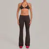 Conjunto de Yoga para Otoño con Sujetador sin Tirantes y Cintura Plegable, Set Deportivo Fitness Levanta Glúteos Plisado Invisible 1221+2257