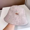 Sombrero de pescador sencillo de color liso para mujer, gorro de punto de lana australiana para otoño e invierno, gorro de pescador con etiqueta de cuero pequeña cosida a mano, gorro de lavabo combinable.