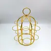 Soporte Creativo para Pasteles, Soporte para Exhibición de Postres, Soporte para Bocadillos de la Hora del Té, Portavasos de Hierro, Portavasos de Jaula para Pájaros, Copa de Vino Estilo Lujo Ligero