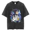 Camiseta Hip Hop Streetwear Hombre Negro Lavado Retro Vintage Dra