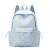 Mochila de viaje ligera de gran capacidad, mochila escolar simple y dulce, mochila con estampado de estrellas azul claro, fresca y juvenil para niñas