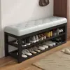 Banco para trocar de sapatos na entrada de casa com almofada macia, armário de sapatos de ferro forjado de luxo