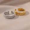 Estilo Ins Novo Anel de Aço Inoxidável Fundido para Homens e Mulheres Anel de Casal Joias Banhadas a Ouro 18K Anel Aberto Ajustável
