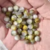 Cuentas Redondas Pintadas de Jade de Resina de 6-16 mm con Baño de Oro, Cuentas Sueltas para Cadenas de Teléfono, Cadenas de Bolsos, Llaveros y Materiales para Pulseras Hechos a Mano DIY