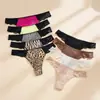 Bragas sexys de encaje europeas y americanas para mujer, bragas de tiro bajo con estampado animal, tanga T-pants europeos y americanos de talla grande transfronterizos