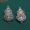 Sterling Silver Jasper Ruyi Lock Nine-Tail Fox Gourd Pingente Acessórios Retro Old Black DIY Handmade Material Jóias