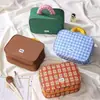 Bolsa de Maquillaje Estilo Ins, Neceser de Cuadros de Aspecto Elegante, Bolsa de Viaje, con Compartimentos, Multifuncional, Gran Capacidad, Se Puede Colgar en la Pared