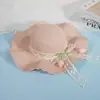 Sombrero de Paja Estilo Francés Ondulado para el Sol para Mujeres al Aire Libre en Verano, de Alta Gama, Ala Ancha, Lazo de Encaje, Protección Solar