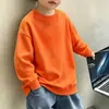 Sudadera infantil con forro polar, nuevo modelo de otoño, estilo coreano de dibujos animados degradados, informal y elegante, de manga larga, corte holgado, top de cuello redondo para niños