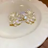 Brincos de Flor de Agulha de Prata Doce Coreanos Simples Frescos Estilo Ins Brincos de Tarraxa Modernos Versáteis Brincos de Personalidade