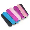 Mini lima de uñas con purpurina de 9 cm, tira de lijado de forma recta, lima de uñas con purpurina colorida, herramienta portátil para pulir uñas