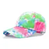 Europeu e Americano Nova Chegada Impresso Tie-Dye Boné de Beisebol Hip-Hop Colorblock Graffiti Cap Gradiente Protetor Solar Chapéu para Homens e Mulheres