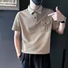 Camiseta tipo polo de moda estilo Harajuku con bloques de color, manga corta para hombre, top artístico nuevo modelo 2025 para hombre