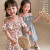 Macacão Feminino Peça Única 26 Verão Novo Floral Ombro a Ombro Macacão de Bebê Roupas Infantis para Comércio Exterior Macacão Peça Única Tendência