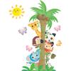 Nuevo LD94013 caricatura soleado pequeño animal jirafa panda elefante cocotero habitación infantil pegatina de pared decorativa