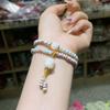 Pulsera de Doble Círculo Gato de la Suerte Piedra Shoushan Costura Xingyue Bodhi Pulsera de Personalidad Sencilla Diseño de Nicho para Hombres y Mujeres