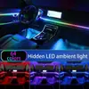 Luz Ambiental para Coche Acrílico LED Luz de Atmósfera Interior Flujo de Agua Multicolor Tira de Luces Decorativa Serpentina Deslumbrante Inteligente