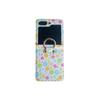 Funda sencilla de cuero con impresión a color inalámbrica para pantalla plegable Z FLIP5, funda protectora con anillo para teléfono móvil floral zflip4