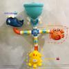 Cano de banheiro infantil transfronteiriço para brincar com água ventosa cabeça de chuveiro musical rotativa torneira para brincar com água bebê brinquedo de borrifar água