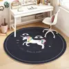 Tapete Redondo de Chão com Animal de Desenho Animado Quarto de Criança Tapete Antiderrapante Quarto Almofada para Cadeira de Computador Rede Tapete Fácil de Limpar