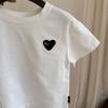 Ropa para Niños 2025 Nueva Camiseta de Manga Corta para Niños Verano Algodón Blanco Camiseta Básica Delgada Bebé Corazón Camiseta Trbottomy