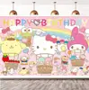 Amazon Sanrio Tema Culomi Tela de Fondo para Fotografía Accesorios para Fiesta de Cumpleaños Infantil Pancarta Decorativa