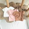 Estilo coreano verão ins manga curta bebê algodão camiseta bebê e criança cor sólida simples moda base camisa meninos e meninas camiseta