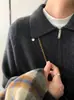 Suéter de Moda de Lana 100% Pura con Cuello Polo y Media Cremallera, Tejido Grueso para Otoño e Invierno, Ropa Exterior de Moda para Mujer