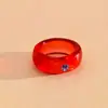 Anillos redondos y cuadrados de resina con incrustaciones de diamantes transfronterizos europeos y americanos, anillos sencillos y elegantes para el dedo índice, joyería exquisita y versátil para mujer al por mayor