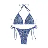 Aliexpress 2026 Nuevo Traje de Baño Bikini Sexy de Moda con Estampado, de Tirantes Halter con Cordones para Mujer, Taza Triangular