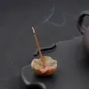 Piedra de Ágata de Cristal Natural Flor Tallada Inserto para Incienso Base para Incienso Piedra de Cristal para Aromaterapia Soporte para Incienso Decoración de Escritorio para el Hogar
